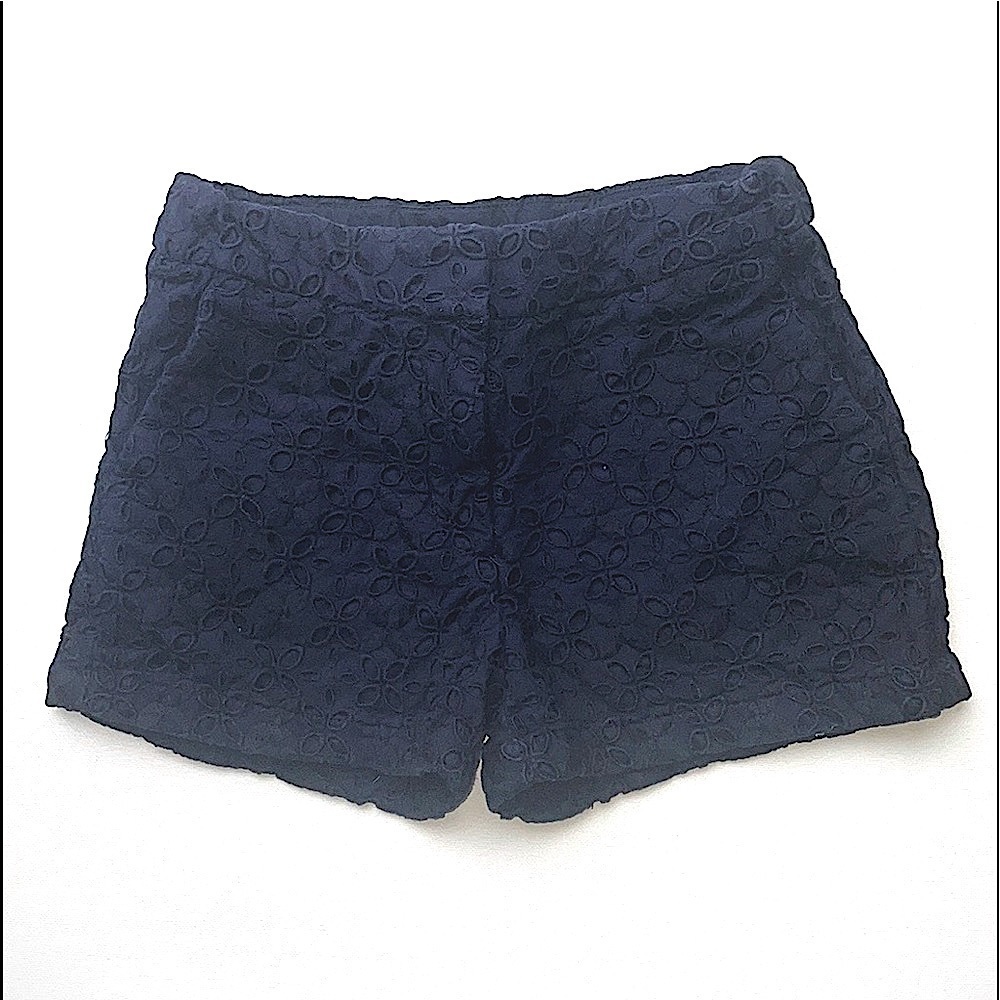 Crewcuts girls navy eyelet lace shorts
